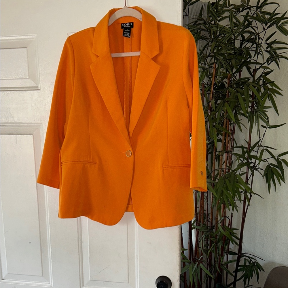 Soho Bright Orange Single-Button Women's Blazer